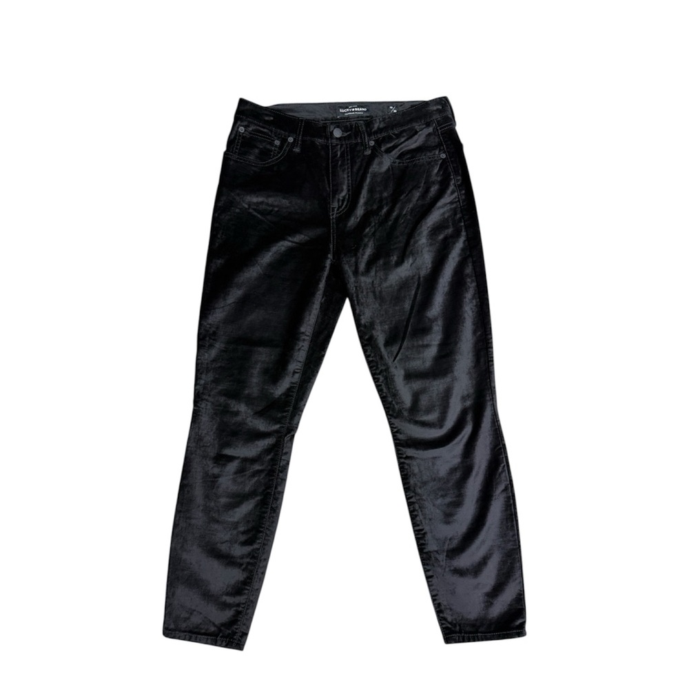 Lucky Brand Black Velvet Skinny Ankle Pants Size 10